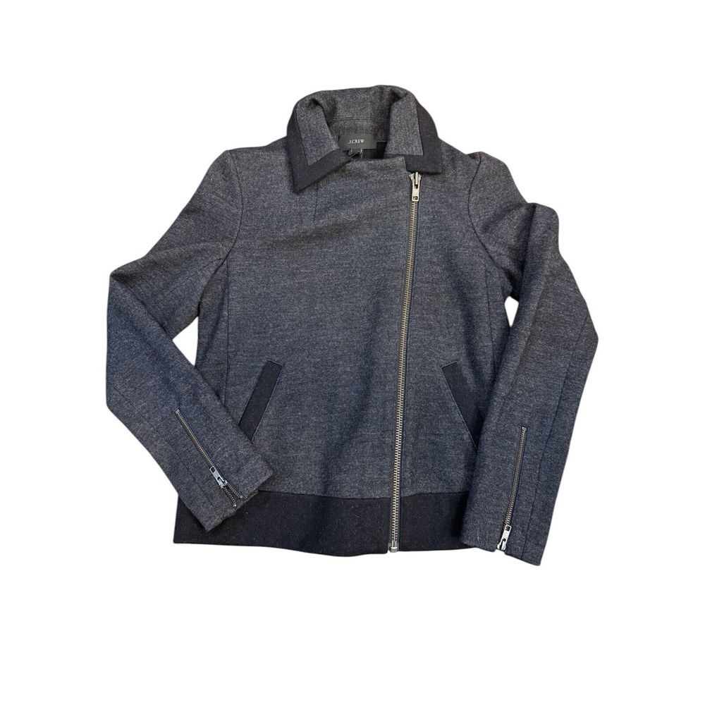 J Crew Jacket Wool Blend Full Zip Career Work Office Women Sz 2 Gray